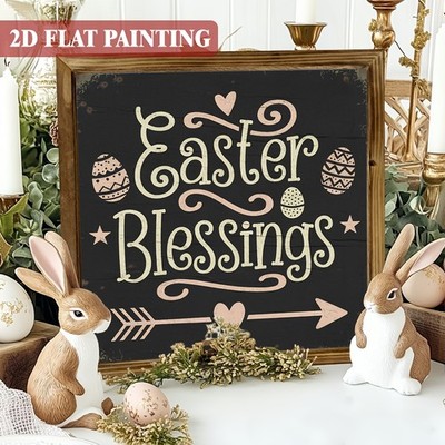 Easter Decoration Chalkboard Blessings Plaque Warm Typography Accent For Home