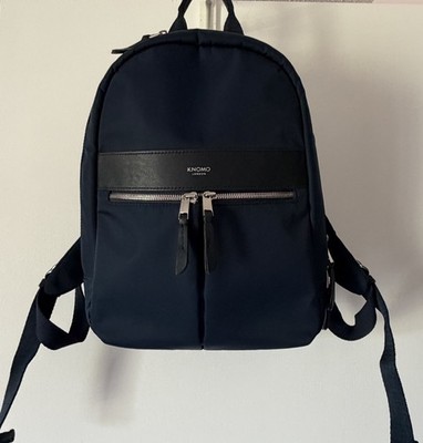 KNOMO London Beauchamp Laptop Backpack Navy Blue Nylon Leather Trim 14  RFID