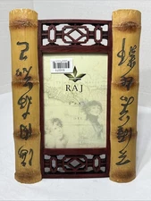 RAJ Bamboo Style Picture Frame Chinese Symbols For 4” X 6” Photo