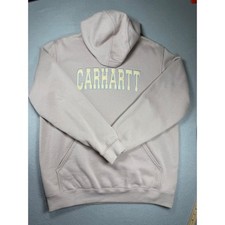 Carhartt Loose Fit Pullover Hoodie Sweatshirt Light Pink Logo Size L