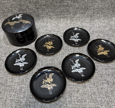 Vintage Japan Air Lines Coasters Black Lacque...