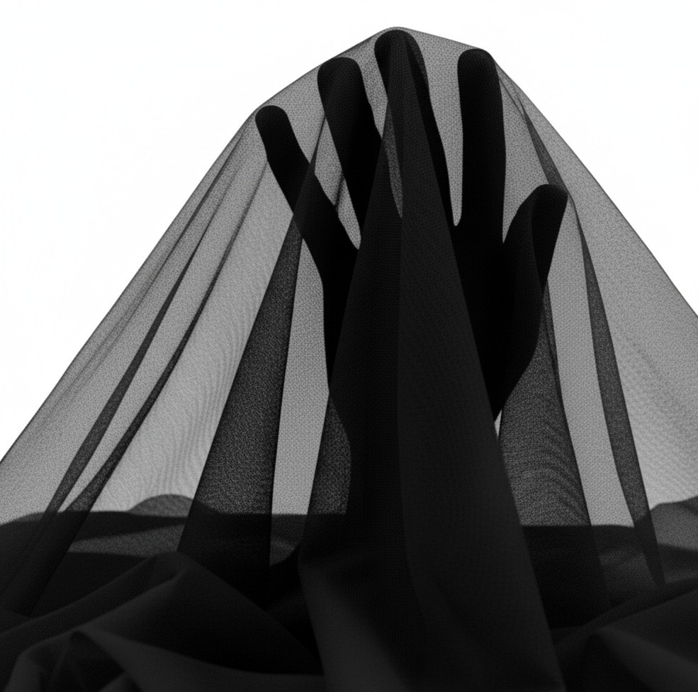 6 METROS Tul elástico translúcido muy fino para Todo.. 150 cm de ancho NEGRO.