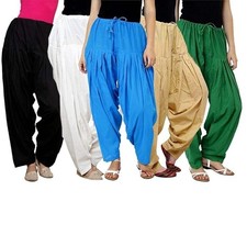 Women's Pure Cotton Plain Readymade Patiala Salwar Pant Multicolor Pack of 5 