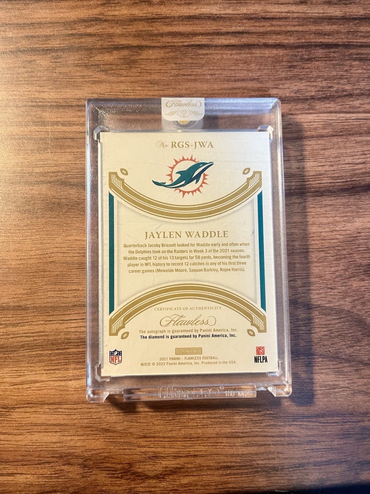 2021 Panini Flawless Jaylen Waddle RC Rookie On Card Auto Diamond 06/10 RARE view 2
