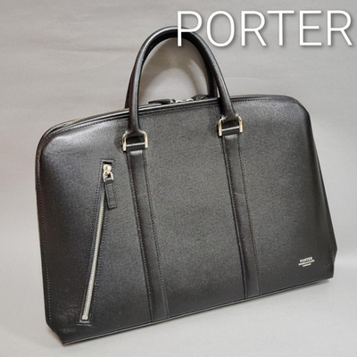 #ad PORTER Avenue Briefcase Business Bag Saffiano Leather Black From Japan $218.00