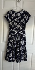 Ann Taylor Dress Navy Blue Floral Pattern Women's Size 4