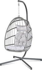 Hanging Egg Chair with Stand - Indoor/Outdoor Swing Hammock Chair with Plush, Wa