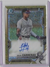 2021 Bowman Chrome Prospect Auto Gold Shimmer Refractors  Julio Carreras   06/50