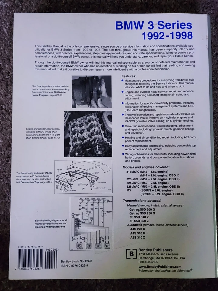92-98 BMW 3 Series Bentley manual de serviço - Imagem 2 de 2