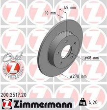 2x ZIMMERMANN Coat Z Bremsscheiben Hinten für NISSAN ALMERA TINO (V10)