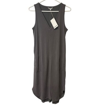 Splendid Collection Womens Modal Blend V-Neck Midi Dress Grey XS NWT Minimal