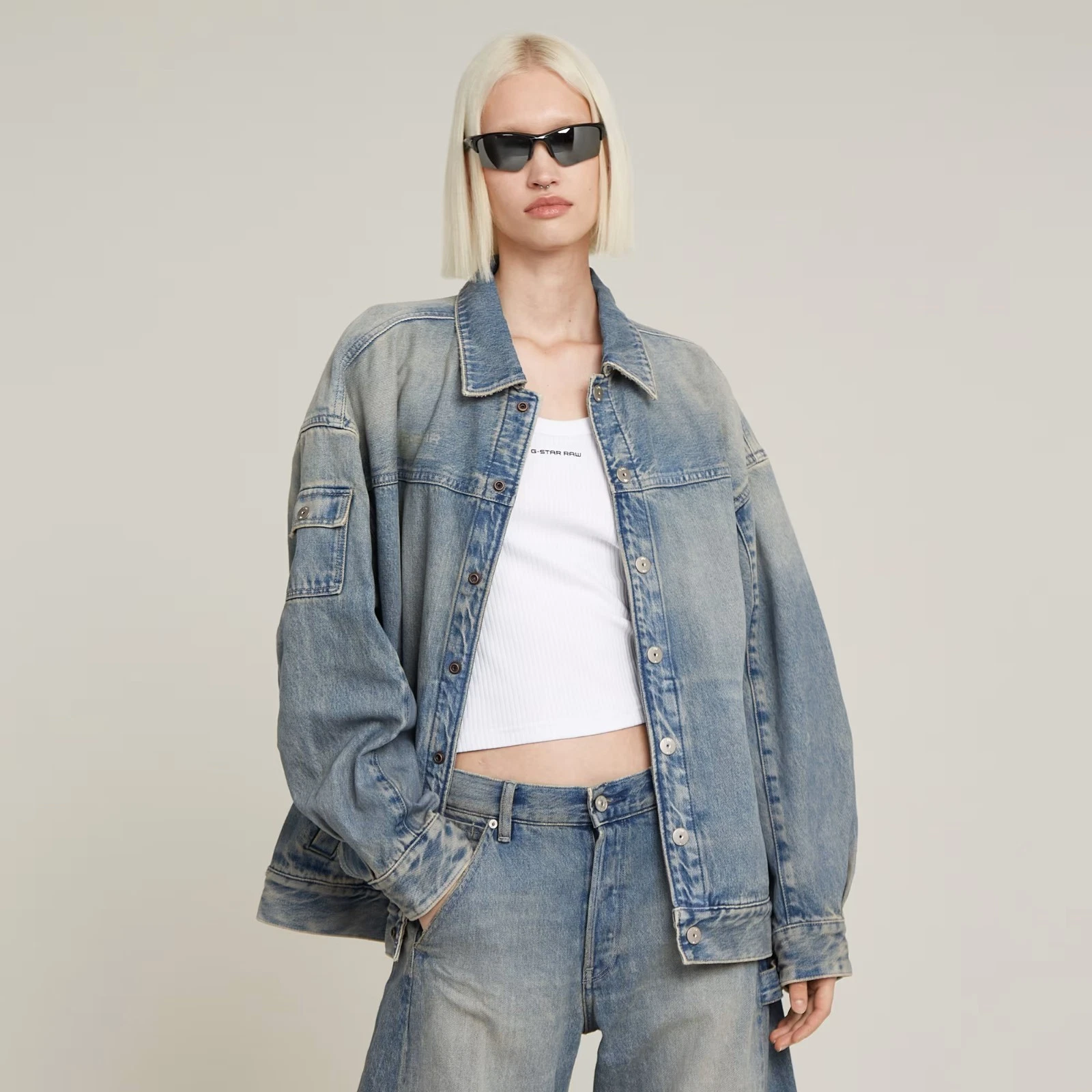 G STAR RAW LONG DRIFTER DENIM JACKET MSRP $230 NWT