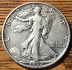 1937 D Walking Liberty Silver Half Dollar- XF Quality- Low Mintage - FREE SHIP