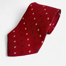 Tommy Hilfiger Mens Silk Tie Red Sailboat Nautical Preppy Made in USA