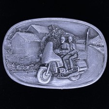 Chopper Veteran Motorcycle Biker Rider Western 1980s Vintage Belt Buckle
