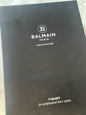 Balmain Paris Hair Couture Professional Stylist Logo T-Shirt Black Size M New