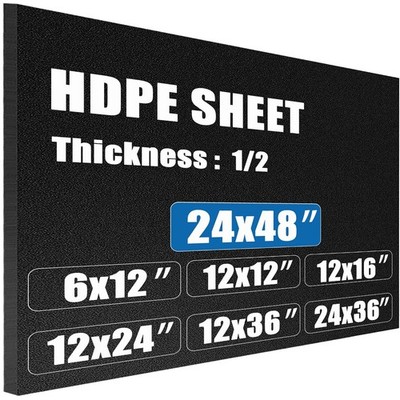 HDPE Sheet 1/2'' Thick 24'' x 48'', High Density Polyethylene Plastic Board, Tex...