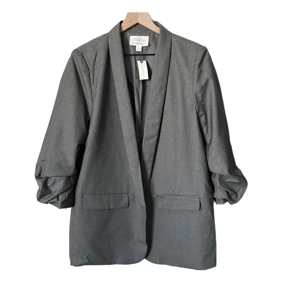 NEW Anthropologie x Mare Mare Cinch Sleeve Open Front Boyfriend Blazer Sz Large - Image 2 of 4