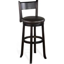 Sunny Designs 30" Mahogany Wood Swivel Barstool in Black Walnut (Set of 2)
