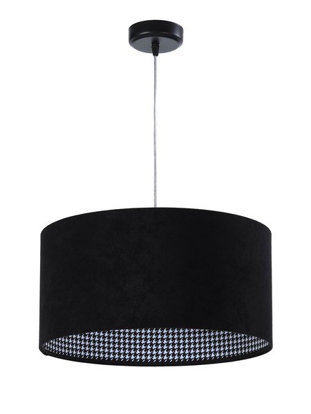HäNgelampe Schwarz Stoff Innen Hahnentritt Ø40Cm Pendelleuchte Wohnzimmer-image