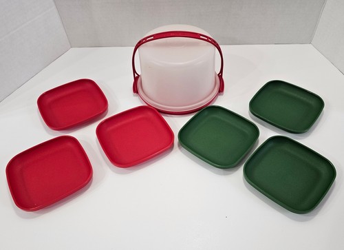 Vtg Tupperware Toys Cake Carrier And Plates 1498-2 1499-4 1502-23