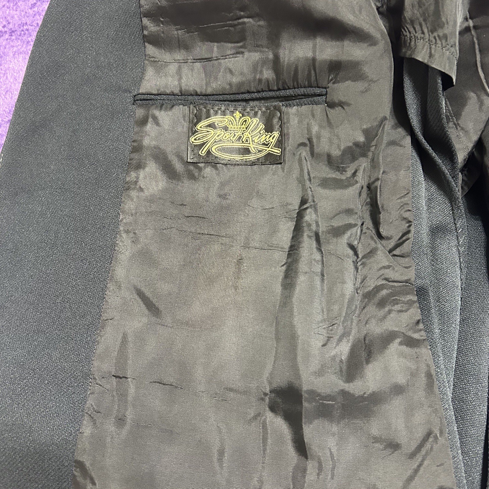 Vintage 1970s Black Leisure Suit Jacket with White Accents See Measurements