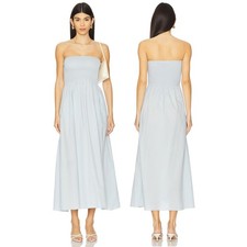 Faithfull The Brand Madella Midi Dress Smocked Strapless Coastal Summer Party 2