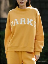 RARE Parke Apricot Yellow Mockneck Sweatshirt with Logo, Size L/XL Women s
