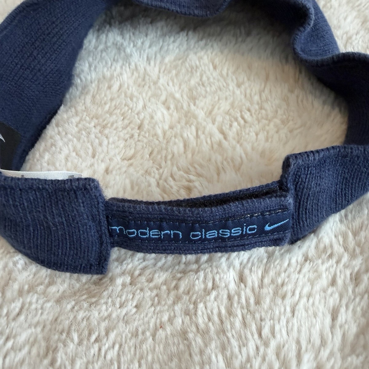 Vintage Nike Visor Hat Blue Strap Silver Center Swoosh Y2K  display picture 2