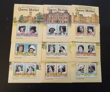 TUVALU & ISLANDS QUEEN MOTHER 85TH BIRTHDAY MNH LOT 9 DIFFERENT SOUVENIR SHEETS