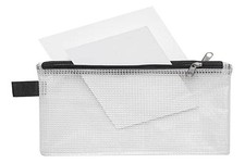 Double Chamber Small Items Bag A6 Clear PVC Zip Black