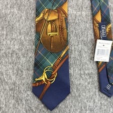 Polo Ralph Lauren Tartan Plaid Equestrian Print Silk Neck Tie