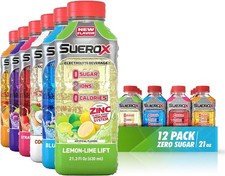 SueroX Zero Sugar Electrolyte Drink for Hydration and Recovery, 12 PACK