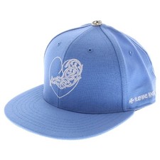 CHROME HEARTS FITTED WOOL ACRYLIC SERGE Heart Logo Embroidered Baseball Cap Blue