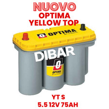 OPTIMA YELLOW TOP YT S 5.5 12V 75AH AGM SPIRALCELL BATTERIA DUAL POWER