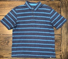 The North Face Polo Blue Striped Shirt Men  s Large 100 Cotton Distressed