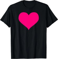 pink heart simple shaped cute minimalist design on black T-Shirt Sizes S-5XL