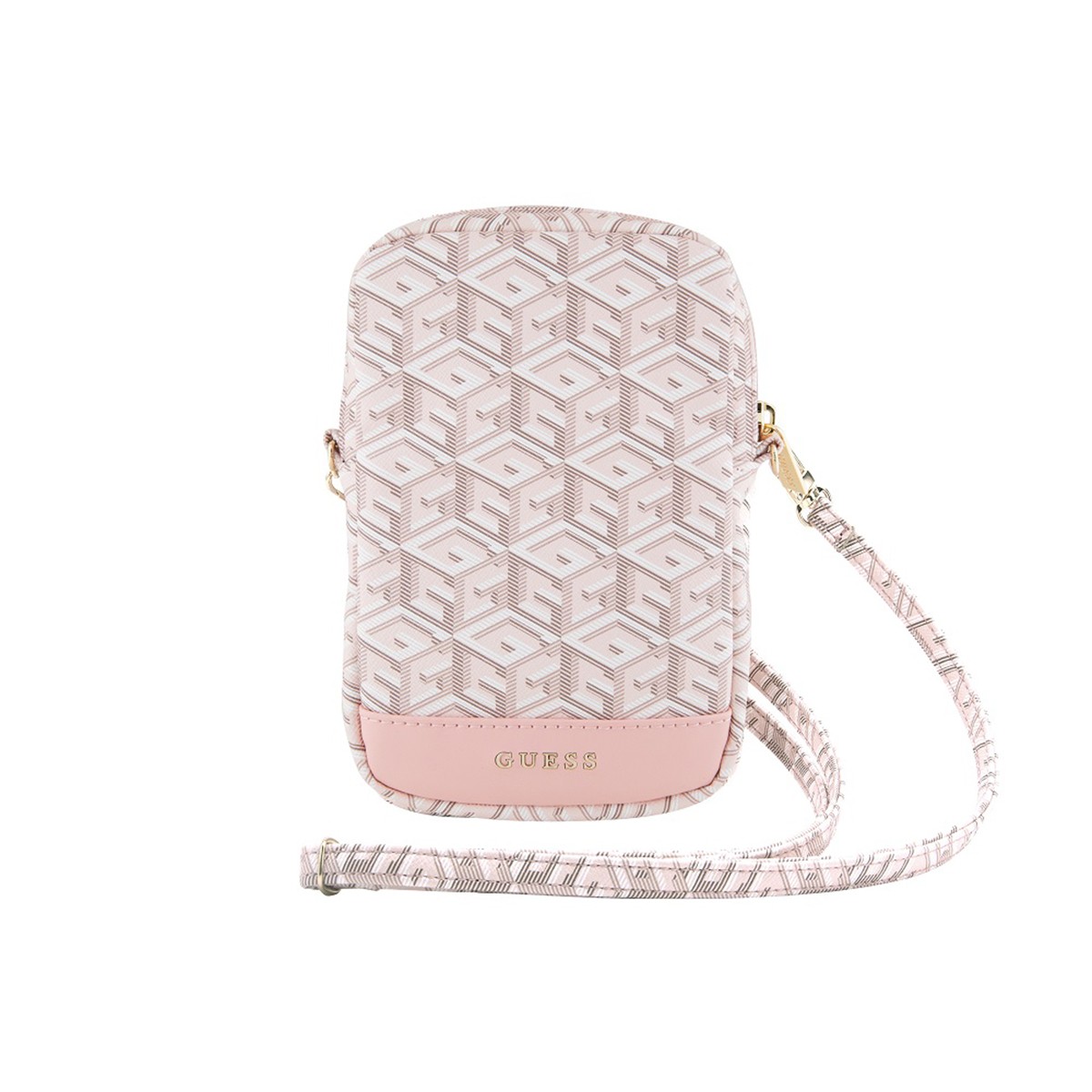 Sacoche téléphone motif cube G avec logo métallique et finitions premium