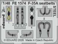 Eduard Accessories FE1574 - 1:48 - F-35A Seatbelts Steel For Italeri - Neu