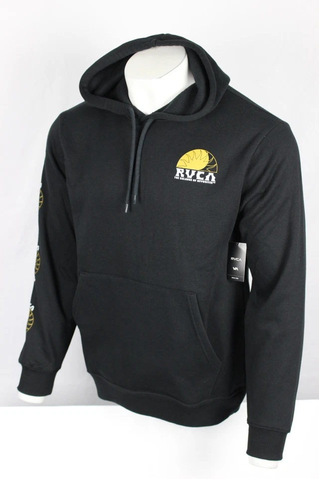 Moletom com capuz masculino RVCA zíper completo Oliver manga gráfica preto - Imagem 2 de 4