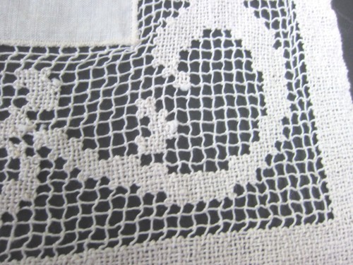 Antique Netting Mondano Lace Runner Dresser Scarf 2 pc Set 20" x 13" Vintage Ex - Picture 5 of 10