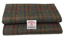 Harris Tweed Green with Blue and Red Overcheck Fabric - Various Sizes 