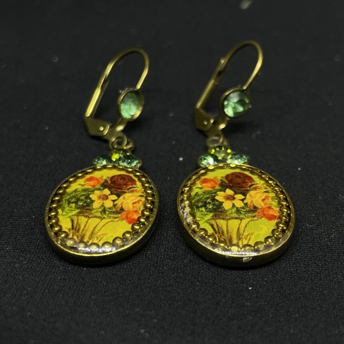 Michal Negrin romantische handgefertigte Kristalle Ohrringe Blumen Rosen Made in Israel - Bild 3 von 5