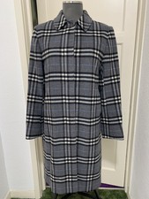 Burberry Women’s Black Grey Check Wool Trench Mac Coat Sz 6-12 Exc