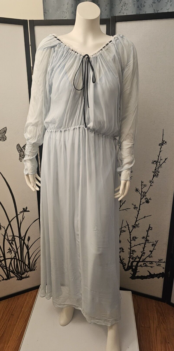 ZARA Long Lace Dress 9011/805 Sky Blue Size M