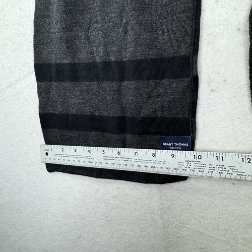Grant Thomas 100% Lambswool Black & Gray Striped Scarf Wool 60” X 10” Long - Picture 7 of 11