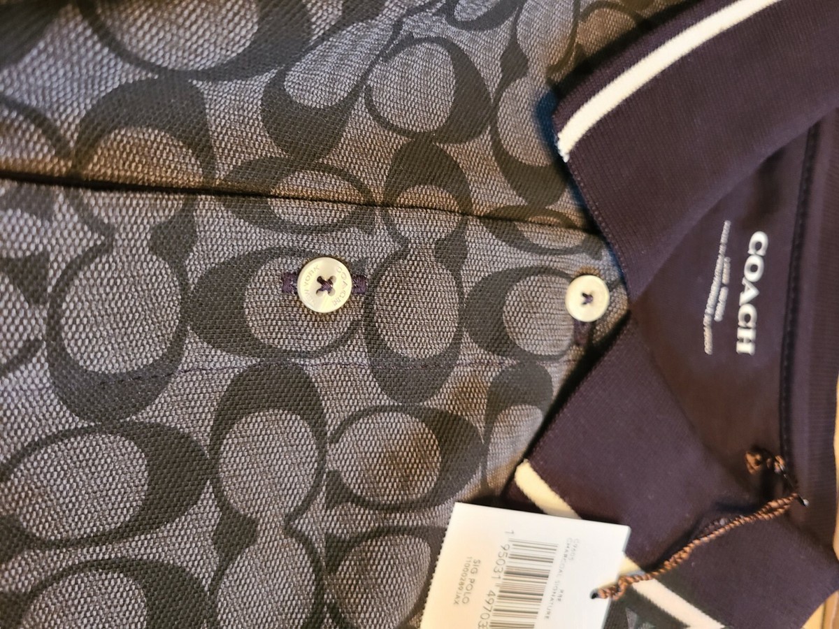 New $275 Limited Edition COACH Men's Logo Mesh Polo Shirt Sz