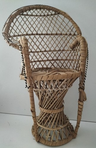 Couffin osier vintage pour poupée - Naturel - 36x19x19 cm - Osier