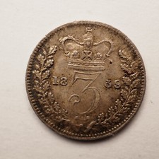 1859 - Queen Victoria 3 Pence - *NICE SILVER COIN!* - FREE SHIPPING! M5812