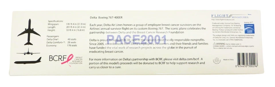 Miniaturas de vuelo Delta Airlines investigación del cáncer de mama modo escala 1/200 767-400 Foto 3 de 4